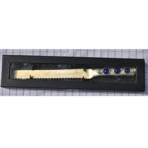 blue jeweled cake knife wedding athame  stainless steel full tang wild